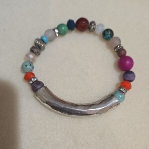 Colorful Beaded Bracelet with Silver Accent